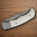 Boker Magnum Folding Knife 2.77" Damascus Steel Blade White Bone Handle