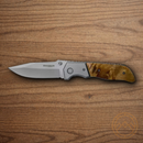 Boker Magnum Forest Ranger Folding Knife 4" 440 Steel Blade Burl Wood Handle