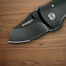Boker Magnum Compact Rescue Folding Knife 1.88" 440 Steel Blade Black Aluminum Handle