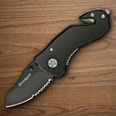 Boker Magnum Compact Rescue Folding Knife 1.88" 440 Steel Blade Black Aluminum Handle