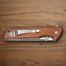 Boker Magnum Straight Brother Folding Knife 3.5" 440 Steel Blade Bubinga Wood Handle