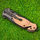 Boker Magnum Blomkvist Folding Knife 3.38" 440 Steel Blade Olive Wood Handle