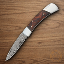 Boker Magnum Lord Folding Knife 3.75" Damascus Steel Blade Burl Wood Handle