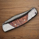 Boker Magnum Duke Folding Knife 2.5" Damascus Steel Blade Burl Wood Handle