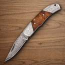 Boker Magnum Duke Folding Knife 2.5" Damascus Steel Blade Burl Wood Handle