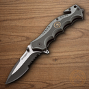 Boker Magnum Hero Folding Knife 3" 440 Steel Blade Gray Aluminum Handle