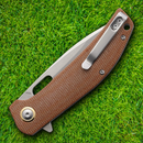 Boker Magnum Toxicofera Folding Knife 3.5" 440 Steel Blade Brown Micarta Handle.