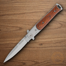Boker Magnum Stiletto Folding Knife 3" 440 Steel Blade Matte/Brown Wood/Stainless Handle