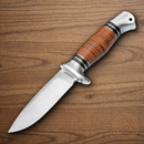 Boker Magnum Leatherneck Hunter Fixed Knife 4.5" 440A Steel Blade Stacked Leather Handle.