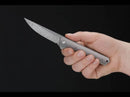 Boker Plus Kwaiken Folding Knife 3.5" Damascus Steel Blade Gray Titanium Handle