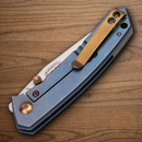 Boker Plus Canoe Folding Knife 2.75" S35VN Steel Blade Blue Titanium Handle.