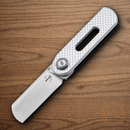 Boker Plus Ovalmoon Swivel Folding Knife 1.88" D2 Tool Steel Blade Silver Aluminum Handle