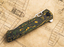 Boker Plus ME 109 Folding Knife 3.13" Damascus Steel Blade Green/Gold Carbon Fiber/Stainless Handle
