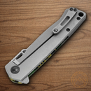 Boker Plus ME 109 Folding Knife 3.13" Damascus Steel Blade Green/Gold Carbon Fiber/Stainless Handle