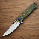 Boker Plus ME 109 Folding Knife 3.13" Damascus Steel Blade Green/Gold Carbon Fiber/Stainless Handle