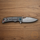 Boker Plus P-51 Folding Knife 3.25" Damascus Steel Blade Gray Titanium Handle