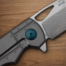 Boker Plus P-51 Folding Knife 3.25" Damascus Steel Blade Gray Titanium Handle