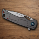 Boker Plus P-51 Folding Knife 3.25" Damascus Steel Blade Gray Titanium Handle