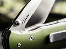 Boker Plus Lefti Folding Knife 2.25" 12C27 Sandvik Steel Blade Green Aluminum Handle