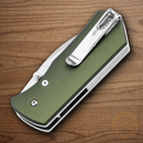 Boker Plus Lefti Folding Knife 2.25" 12C27 Sandvik Steel Blade Green Aluminum Handle
