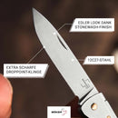Boker Plus Atlas Mini Folding Knife 1.63" 12C27 Sandvik Steel Blade Stainless Handle