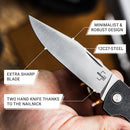 Boker Plus Big Atlas Folding Knife 3.5" 12C27 Sandvik Steel Blade Black Stainless Handle