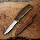 BPS Knives Camping Fixed Knife 4" Scandi Grind 1066 Carbon Steel Full Tang Blade Walnut Handle