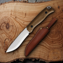 BPS Knives Bushcraft Fixed Knife 4.25" Scandi Grind 1066 Carbon Steel Full Tang Blade Walnut Handle