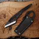 BPS Knives Kiridashi Neck Fixed Knife 1066 Carbon Steel Blade One Piece Construction