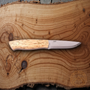 Brisa Trapper 95 Knife 3.75" Elmax Steel Scandi Grind Blade Curly Birch Handle