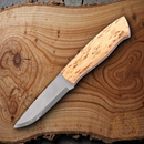 Brisa Trapper 95 Knife 3.75" Elmax Steel Scandi Grind Blade Curly Birch Handle