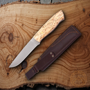 Brisa Trapper 115 Knife 4.5" Elmax Steel Flat Grind Blade Curly Birch Handle