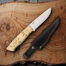 BRISA Trapper 95 Fixed Knife 3.75" 01 Tool Carbon Steel Blade Curly Birch Handle