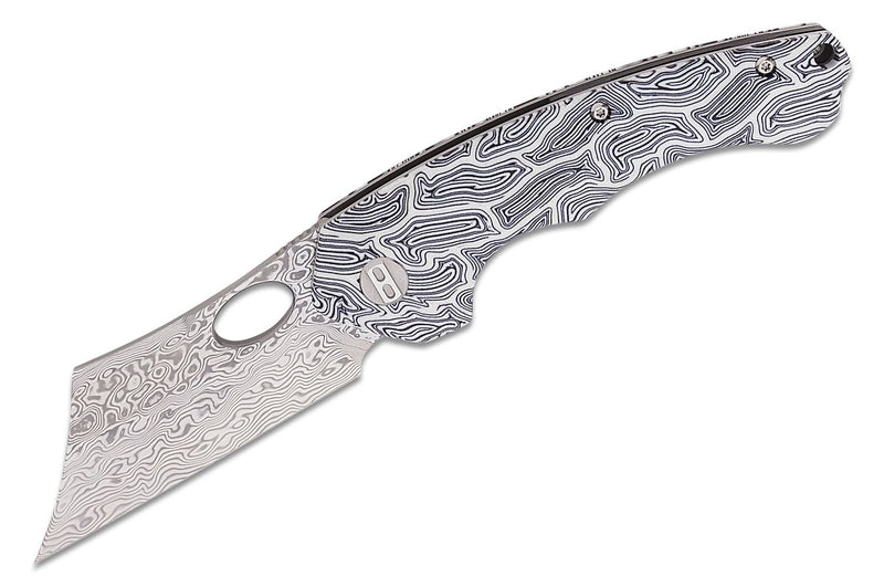 Bestech Knives Skirmish Linerlock Folding Knife 3.25" Damascus Steel Modified Cleaver Blade White / Black Damascus G10 Handle L07A -Bestech Knives - Survivor Hand Precision Knives & Outdoor Gear Store