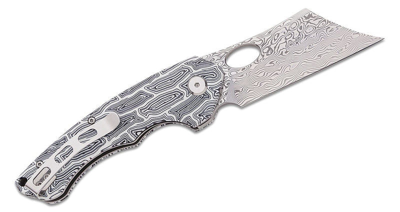 Bestech Knives Skirmish Linerlock Folding Knife 3.25" Damascus Steel Modified Cleaver Blade White / Black Damascus G10 Handle L07A -Bestech Knives - Survivor Hand Precision Knives & Outdoor Gear Store