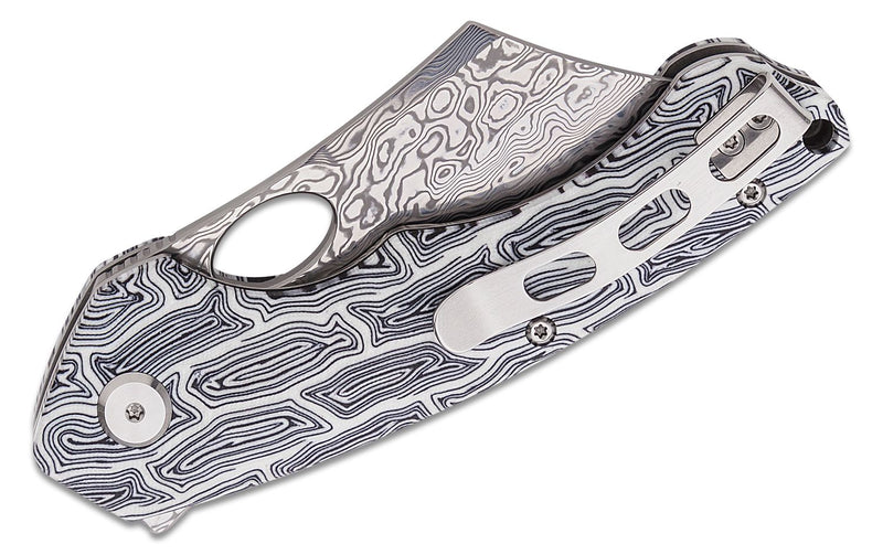 Bestech Knives Skirmish Linerlock Folding Knife 3.25" Damascus Steel Modified Cleaver Blade White / Black Damascus G10 Handle L07A -Bestech Knives - Survivor Hand Precision Knives & Outdoor Gear Store