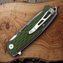 Bestech Knives Grampus Linerlock  Folding Knife 3.5" D2 tool Steel Drop Point Blade OD Green G10 Handle