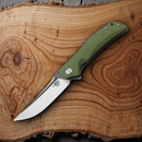 Bestech Knives Scimitar Liner Folding Knife 3.75" D2 Tool Steel Blade Green G10 Handle