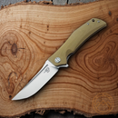 Bestech Knives Scimitar Liner Folding Knife 3.75" D2 Tool Steel Blade Tan G10 Handle