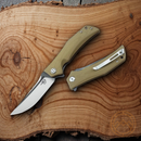 Bestech Knives Scimitar Folding Knife 3.75" D2 Tool Steel Blade Beige G10 Handle