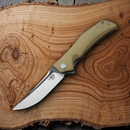 Bestech Knives Scimitar Folding Knife 3.75" D2 Tool Steel Blade Beige G10 Handle