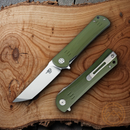 Bestech Kendo Linerlock Folding Knife 3.75" D2 Tool Steel Tanto Blade Green G10 Handle