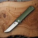 Bestech Knives Kendo Liner Folding Knife 3.75" D2 Tool Steel Tanto Blade Green G10 Handle