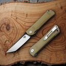 Bestech Kendo Linerlock Folding Knife 3.75" D2 Tool Steel Tanto Blade Tan G10 Handle