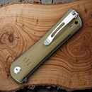 Bestech Kendo Linerlock Folding Knife 3.75" D2 Tool Steel Tanto Blade Tan G10 Handle