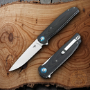 Bestech Ascot Linerlock Folding Knife 4" D2 Tool Steel Blade Black Carbon Fiber/G10 Handle