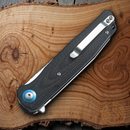 Bestech Ascot Linerlock Folding Knife 4" D2 Tool Steel Blade Black Carbon Fiber/G10 Handle