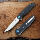 Bestech Ascot Linerlock Folding Knife 4" D2 Tool Steel Blade Black/Blue G10 Handle