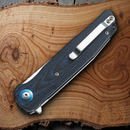 Bestech Ascot Linerlock Folding Knife 4" D2 Tool Steel Blade Black/Blue G10 Handle