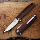 Bestech Knives Ascot Liner Folding Knife 4" D2 Tool Steel Blade Red G10/Carbon Fiber Handle